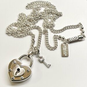 Coach Heart Padlock Necklace in 925 Sterling Silver EUC